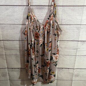 Torrid Tan Floral Button Front Georgette Cami. Size 6X